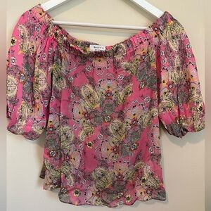 Bailey 44 Tune In Pink Wildflower Off Shoulder Top Womens Size Small